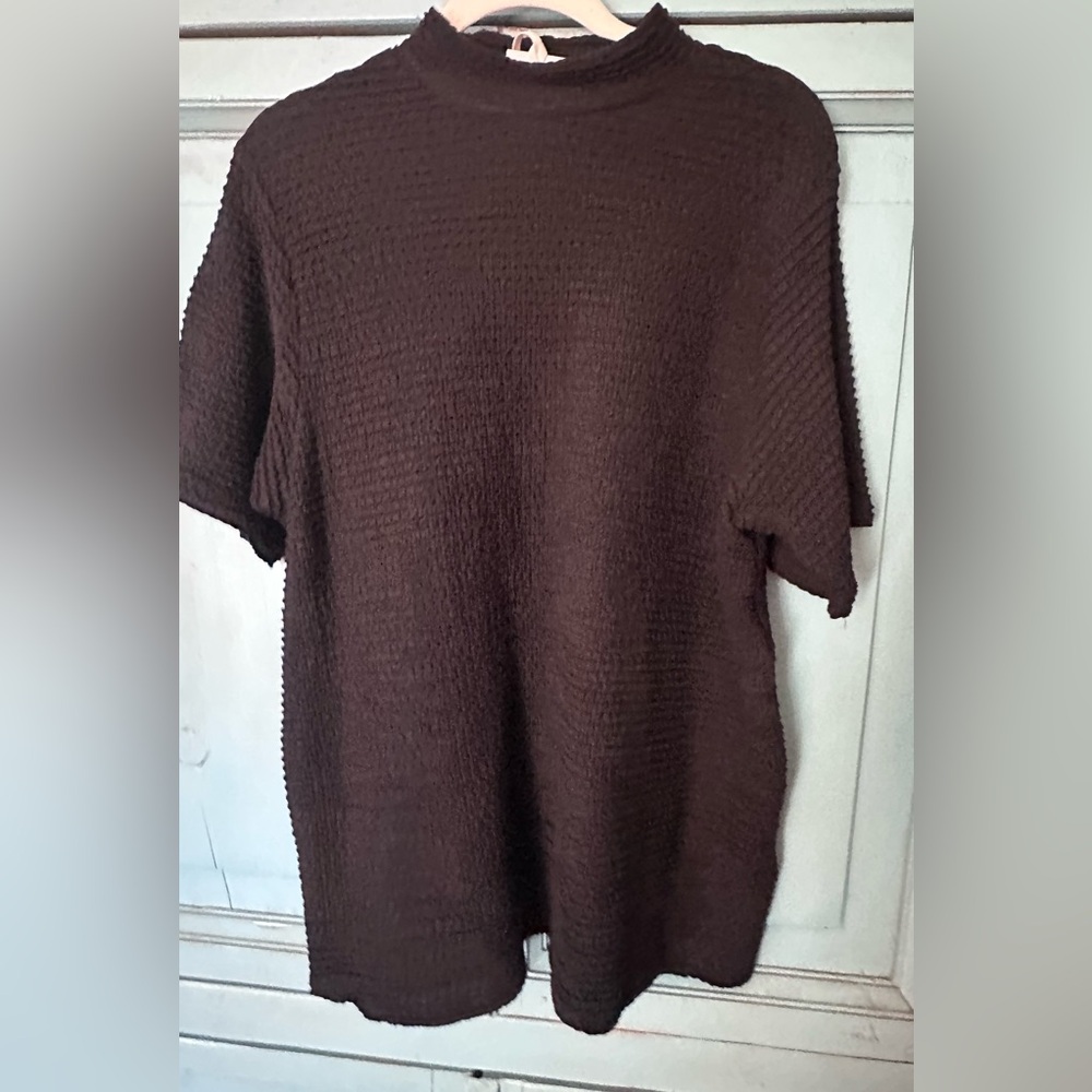 Rose & Olive Brown Textured Short Sleeve Tunic